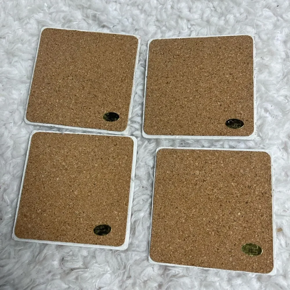 Set of four Red Santa and Ever green tree Stone coasters